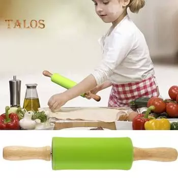 2 шт. маленькие скалки для детей, инструмент для выпечки «сделай сам», пищевой силикон, нелипкая деревянная ручка, гладкие края, тесто для пельменей, скалки для игрушек S красный