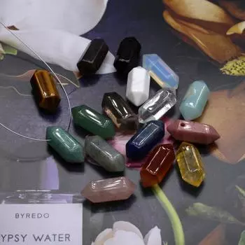 2 шт. Маленький кулон из натурального камня с шестиугольным крестообразным отверстием для изготовления ювелирных изделий своими руками, серьги, браслет, ожерелье, аксессуар 2pcs/9x21mm