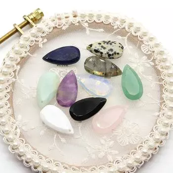 2 шт. Маленький кулон из натурального камня, зеленый авантюрин, каплевидный кулон для самостоятельного изготовления ювелирных изделий, ожерелья, сережек, аксессуаров 2pcs/25x13mm