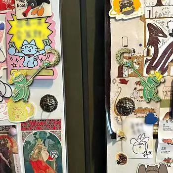 2 шт. Маленький охранник мультфильм Нэчжа 2 магнитные зеленые креативные наклейки на холодильник милые магниты на холодильник Jiejieshou