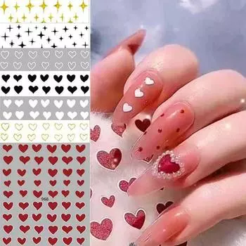 2 шт. маникюр 3D DIY наклейка слайдер для ногтей любовь сердце наклейки для ногтей геометрическая звезда новый +