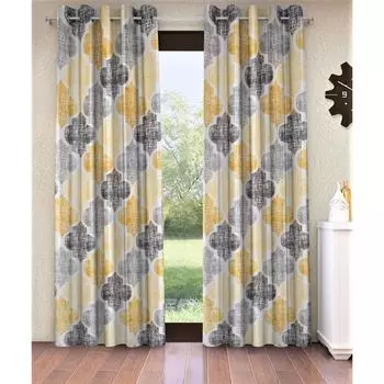 2 шт. Марокканский мотив с люверсами Glace Cotton Yellow, шторы с люверсами и люверсами Window - 5 feet