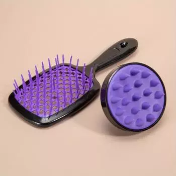 2 шт., массажная щетка для головы с широкими зубцами, расчески на воздушной подушке, портативная силиконовая щетка для шампуня, черная, фиолетовая, массажная щетка для кожи головы, салонный стиль