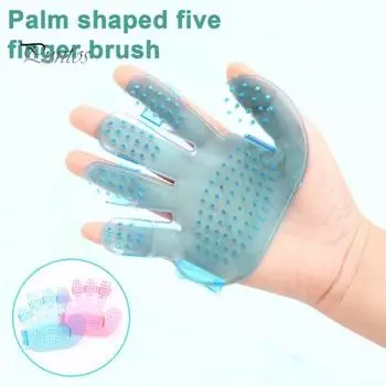 2 шт. Массажная щетка для ванны для собак Регулируемый дизайн Изысканный шампунь без заусенцев с пятью пальцами Успокаивающая щетка для ухода за домашними животными Чистящий аксессуар синий