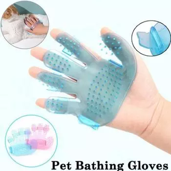 2 шт. Массажная щетка для ванны для собак Регулируемый дизайн Изысканный шампунь без заусенцев с пятью пальцами Успокаивающая щетка для ухода за домашними животными Чистящий аксессуар синий