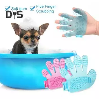 2 шт. Массажная щетка для ванны для собак Регулируемый дизайн Изысканный шампунь без заусенцев с пятью пальцами Успокаивающая щетка для ухода за домашними животными Чистящий аксессуар синий