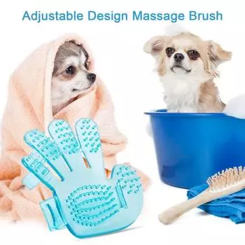 2 шт., массажная щетка для ванны для собак, регулируемый дизайн, изысканная успокаивающая щетка для шампуня с пятью пальцами без заусенцев синий