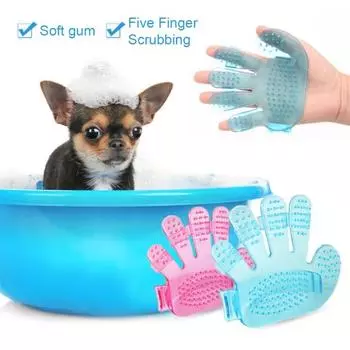 2 шт. Массажная щетка для ванны для собак Регулируемый дизайн Изысканный шампунь без заусенцев с пятью пальцами Успокаивающая щетка для ухода за домашними животными Чистящий аксессуар синий