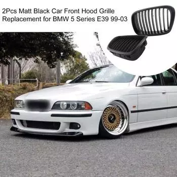 2 шт., матовая черная автомобильная передняя решетка капота, замена 51137005837 51137005838
