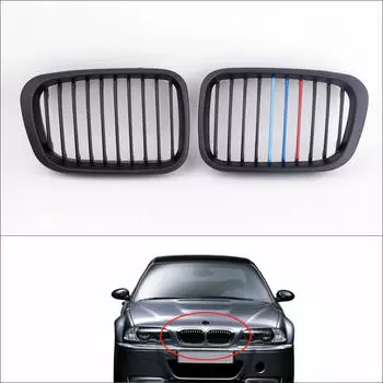 2 шт. матовая черная передняя решетка M-цвета для BMW E46 3 серии 4 двери 1998-2001 гг.