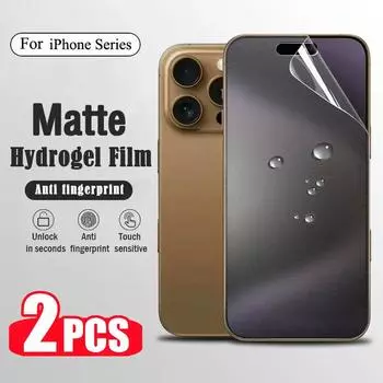 2 шт. матовая гидрогелевая пленка с полным покрытием для iPhone 16 15 14 Pro Max 16e прозрачная защитная пленка из ТПУ для iPhone 11 12 13 Pro Max не стекло For iPhone 16 Pro Max