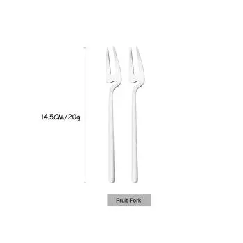 2 шт. матовая красочная милая столовая посуда из нержавеющей стали 18/10, десертные столовые приборы, вилка для фруктового торта, креативная многоцветная столовая посуда, посуда, кухонные аксессуары серебряный