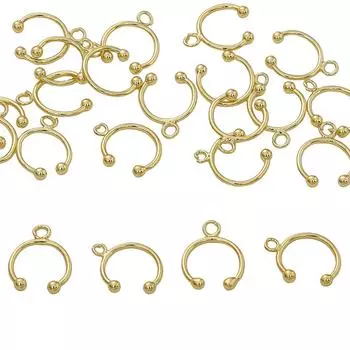 2 шт. медь C-образная двойная бусина с боковым отверстием, зажим для ушной кости для самостоятельного изготовления серег, ювелирных изделий, аксессуары для рукоделия 12x15mm