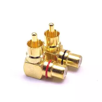 2 шт. медный L-образный RCA прямоугольный коленчатый 90-градусный головной сигнальный кабель