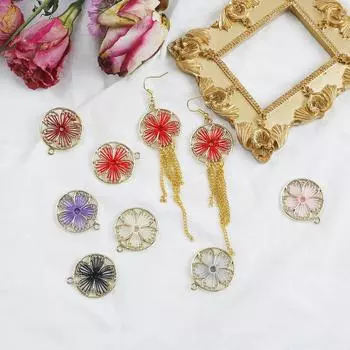 2 шт., металлическая эмаль, красочные цветочные подвески, подвеска для изготовления ювелирных изделий «сделай сам», ожерелье, браслет, аксессуары чёрный