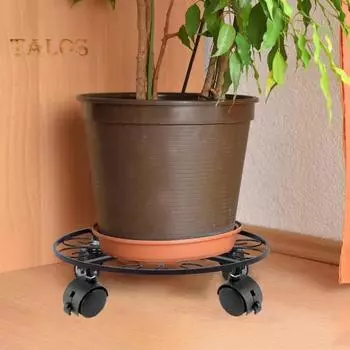 2 шт. металлическая подставка для растений с колесами, сверхмощная подставка для цветочного горшка с роликами, подставки для комнатных и уличных прокатных растений для горшечных растений 2pcs