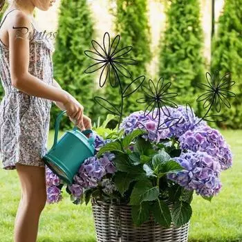 2 шт. металлическая подставка для растений в форме цветка, нержавеющий держатель для растений, устойчивый к атмосферным воздействиям, опора для растений, кол, цветочный горшок, садовая решетка для вьющихся растений 2pcs