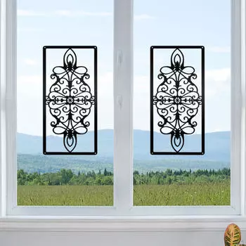 2 шт. Металлическая полая резная настенная художественная декоративная панель 15x30 см с черными цветочными и геометрическими элементами для