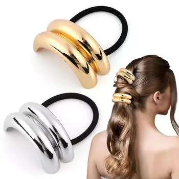 2 шт. Металлическая резинка для волос, геометрический головной убор, блестящая манжета для волос, аксессуары для волос