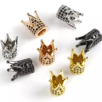 2 шт. Металлические кубические циркониевые бусины в форме короны для изготовления ювелирных изделий, аксессуаров для браслетов