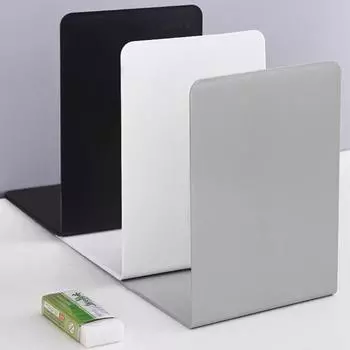 2 шт. металлические подставки для книг, однотонная прочная металлическая конструкция, противоскользящая накладка, дизайн, настольная подставка для книг, металлическая книжная полка 2pcs белый