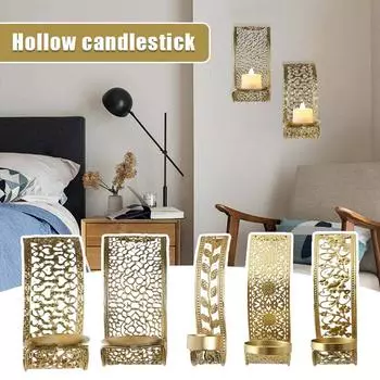 2 шт., металлические полые настенные подсвечники в арабском стиле, настенная подставка для свечей в ближневосточном стиле, подсвечник для праздничного домашнего декора