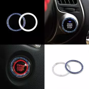 2 шт., металлические стразы, кнопка запуска двигателя автомобиля, кольцо, наклейка, украшение белый