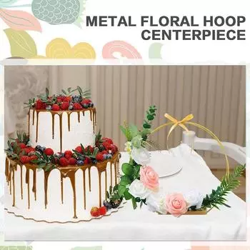 2 шт. Металлический цветочный обруч с подставкой, металлическая проволочная рамка для венка, деревянная основа, цветочные кольца, макраме, гирлянда для поделок своими руками для весенней свадебной вечеринки, декор золотой