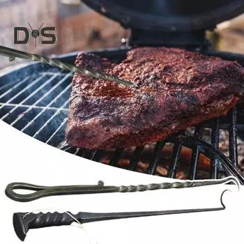 2 шт. Металлический крючок для гриля для мяса, металлический крючок для гриля, инструмент для хот-догов с курицей, крючок для гриля для гриля 2pcs