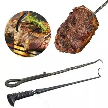 2 шт. металлический крючок для гриля для мяса на гриле, инструмент для гриля в деревенском стиле