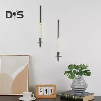 2 шт. металлический настенный подсвечник, прочный настенный подсвечник для гостиной, ванной комнаты, столовой, черный подвесной подсвечник чёрный