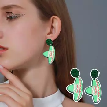 2 шт., мексиканские карнавальные серьги-гвоздики, красочные шляпы, дизайн скрипки, различные стили, мексиканские серьги для женщин A