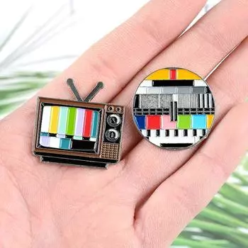 2 шт miexd No Signal Enamel Pin Old School TV Screen Brooches для рубашки, сумки, лацкана, креативный значок, забавный подарок для детей и друзей 2pc miexd