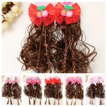 2 шт. Милая детская заколка для волос мультяшный парик косичка заколка для волос аксессуары для волос детская заколка для волос парик для девочек Pink-Crown