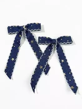 2 шт. Милая джинсовая заколка-бант со звездой, женственный модный темперамент, боковая заколка, на затылок, верхняя заколка, аксессуар для волос