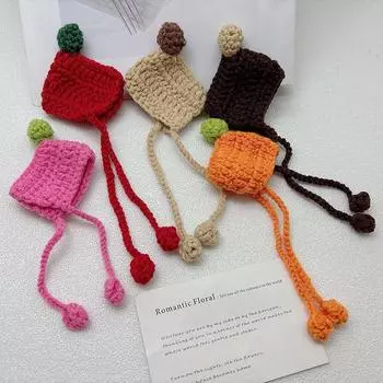 2 шт. Милая кукольная шапочка для куклы с мини-ремешками, ручная работа, плетеные крючком, вязаные шерстяные головные уборы, сделай сам, кукольное украшение, игрушка для детей красный