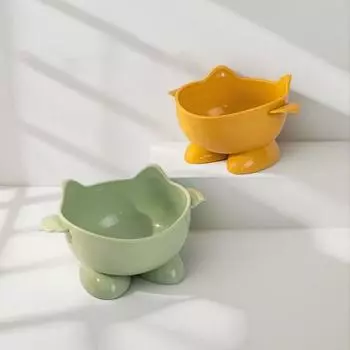 2 шт. Милая миска для домашних животных с высокими ножками, креативная кормушка для собак, кормушка для кошек, контейнер для воды жёлтый