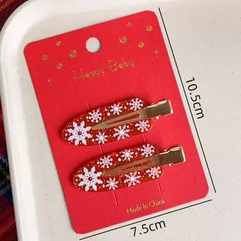 2 шт. Милая мультяшная рождественская заколка для волос в виде Санта-Клауса и снежинки для женщин и девочек, сладкая заколка для волос, аксессуары для волос, подарки