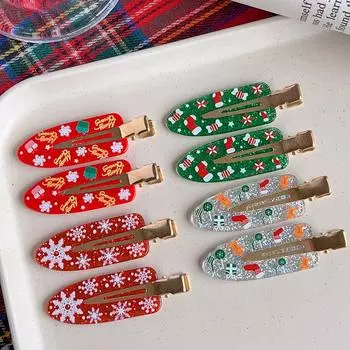 2 шт. Милая мультяшная рождественская заколка для волос в виде Санта-Клауса и снежинки для женщин и девочек, сладкая заколка для волос, модные аксессуары для волос, подарки A1