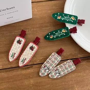 2 шт. Милая мультяшная рождественская заколка для волос для женщин и девочек, милая универсальная заколка для волос с челкой, модные кавайные аксессуары для волос, подарки A4
