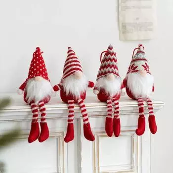 2 шт. Милая плюшевая кукла Рождественский гном подвеска вязаная ручная работа Рождественская елка подвесная кукла скандинавский фестиваль украшений Tomte