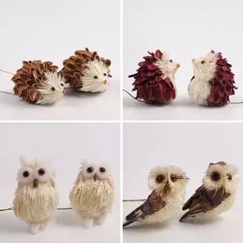 2 шт. Милая подвеска в виде совы, изысканные миниатюры животных, креативные имитационные украшения в виде ежа для сада style 1