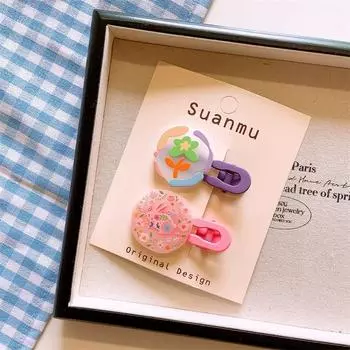 2 шт. Милая радужная заколка для волос в виде кролика для детей розовая заколка для волос с цветком для девочек заколка-автомат с кроликом детская кавайная заколка для волос аксессуары для волос