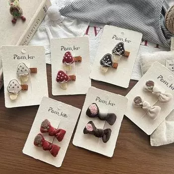 2 шт. Милая заколка для волос для девочки, милая корейская мода, бант, грибы, стиль, BB, заколка для малышей, кавайная заколка для волос, детские аксессуары для волос