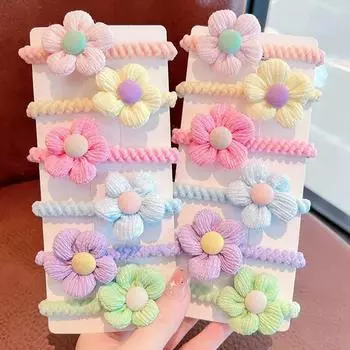 2 шт., милые 6 цветов, детские эластичные резинки для волос с цветочным узором для девочек, аксессуары для волос, детские резинки для волос, детские головные уборы жёлтый