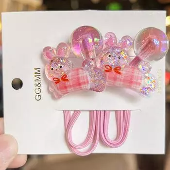 2 шт. Милые цветные эластичные резинки для волос с черными котами для девочек, детские аксессуары для волос, детские головные уборы, резинки для волос