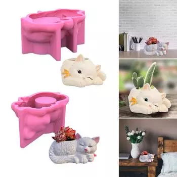 2 шт., милые формы для цветочных горшков, формы для эпоксидной смолы, держатель для ручек, держатель для цемента, силиконовая форма для цветов, украшения дома