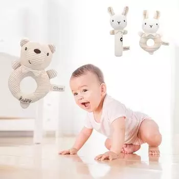 2 шт. милые игрушки с ручкой для эмоционального комфорта при прорезывании зубов, мягкие игрушки в виде кролика, медведя, льва, собаки, плюшевые погремушки для мальчиков и девочек, детские погремушки Rabbit