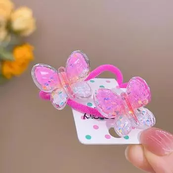 2 шт. милые мультяшные градиентные бабочки для девочек, детские эластичные резинки для волос, аксессуары для волос принцессы, детские резинки для волос, детские головные уборы