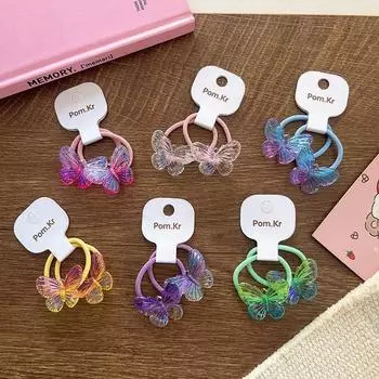 2 шт. милые мультяшные градиентные супер бабочки эластичные резинки для волос для девочек принцесса аксессуары для волос детские резинки для волос детские головные уборы